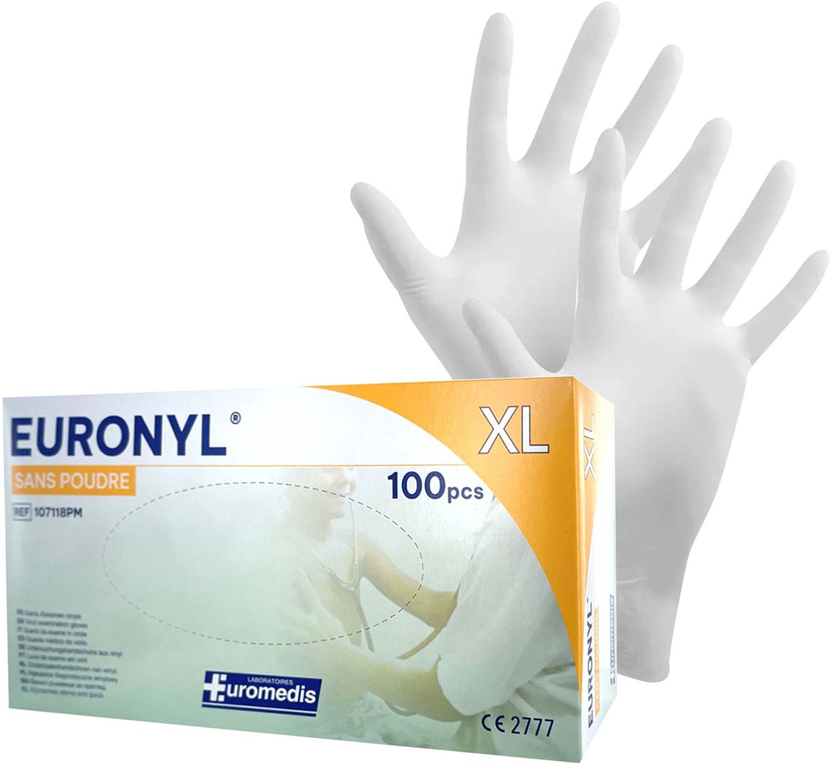 SIS, Doos à 100 stuks Wegwerphandschoenen zonder poeder Medical XL, Wit