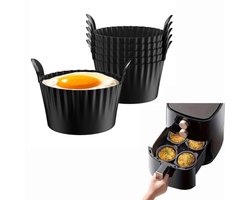 6 stuks - Airfryer accessoires - Airfryer eivorm - Airfryer siliconen bakje - BPA vrij - Geschikt voor alle airfryers - Zwart - 9*9*5.5cm