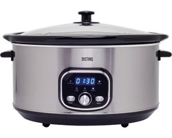 DistinQ Slowcooker - 8 Liter - 320 Watt - Warmhoudfunctie - Keramische Binnenpan - Zilver - Kerstcadeau
