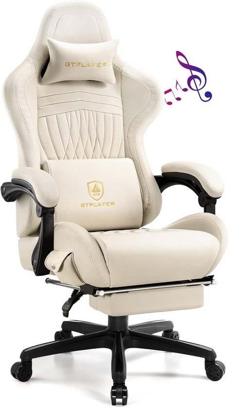GTPLAYER Leren Gaming Stoel met Speakers Ivoor Wit - Anji Wudi Furniture Technology Co., - €124,99