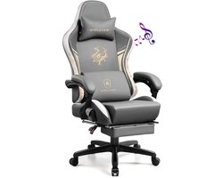 GTPLAYER - Dragon Series Gamingstoel - Met Bluetooth Luidsprekers en Voetsteun - Grijs