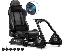 GTPLAYER - Simulator Cockpit - Met Luidsprekers en Stuurwiel Steun - Zwart