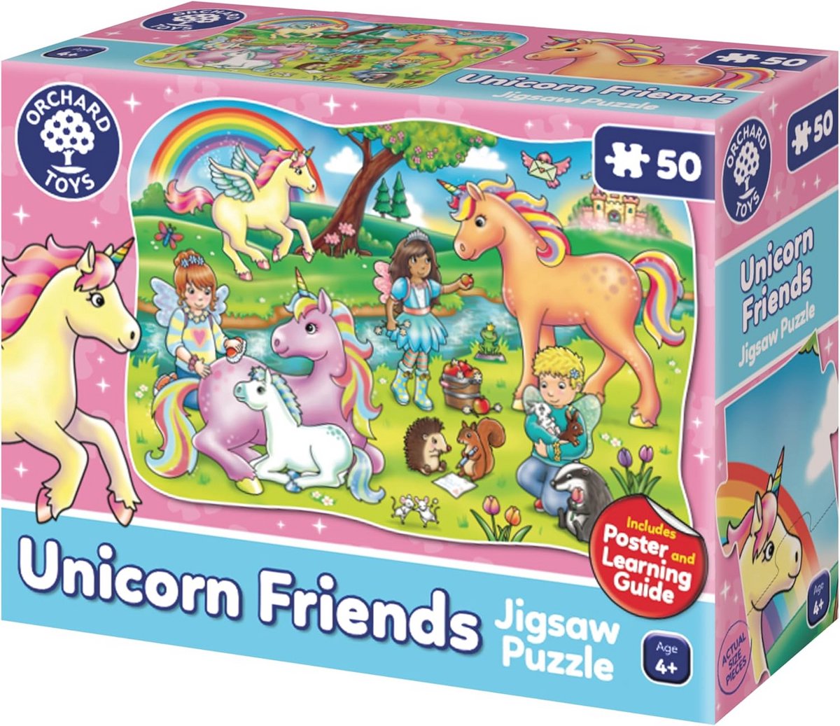 Eenhoorn Puzzel - Magische Puzzel - Kinderspel - Inclusief Leergids - 50 Stukjes - Meerkleurig