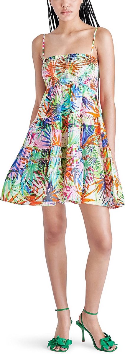 Gelaagde babydoll mini jurk voor dames in Palm Springs print