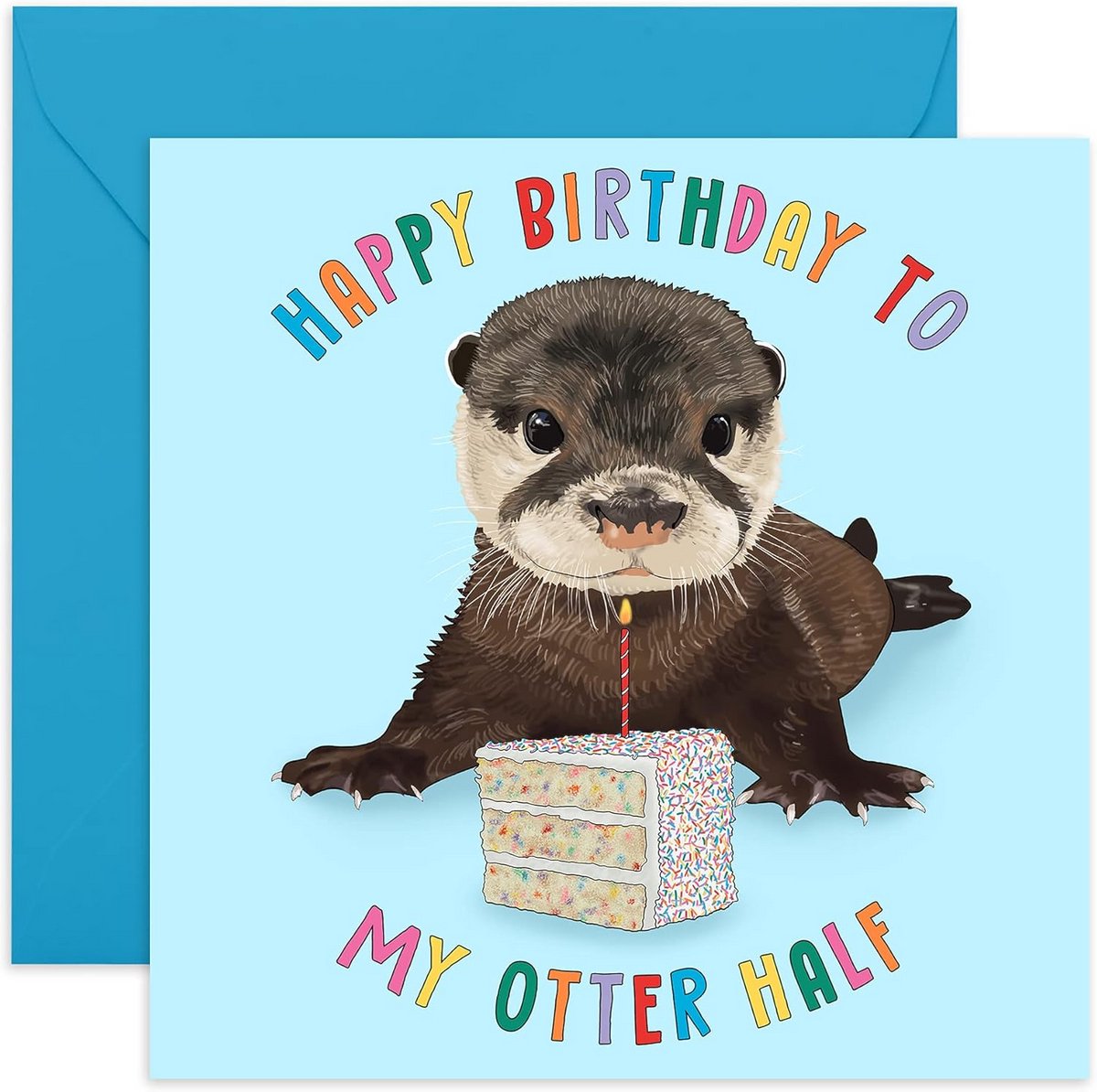 Schattige Verjaardagskaart - 'Otter Half' - Diervriendelijke Verjaardagskaart met Stickers - Voor Hem en Haar