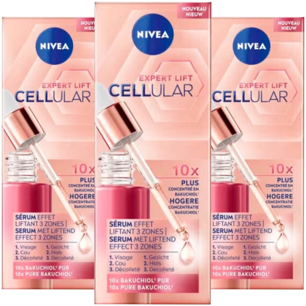 NIVEA Cellular Lift Serum Hogere Concentratie Bakuchiol - 3 x 30 ml - Voordeelverpakking