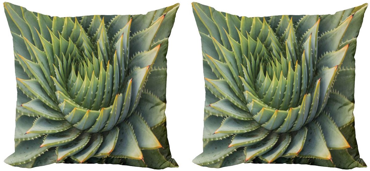 ABAKUHAUS Kaktus Kussenhoes Set – 2x40x40 cm – Dubbelzijdig – Groen