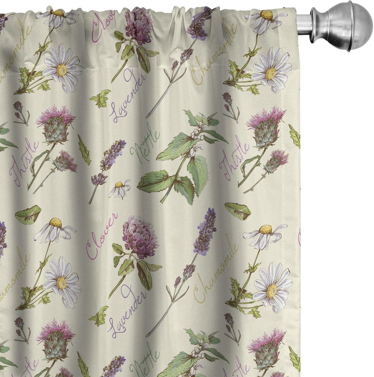 ABAKUHAUS Distel Gordijnset – 2x75x175 cm – Multi-kleur, halverduistering