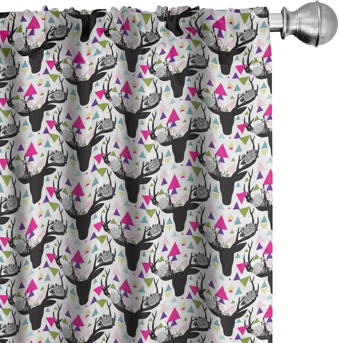 ABAKUHAUS Herten gordijnen – 2-delige set van microvezel, multicolor Mehrfarbig