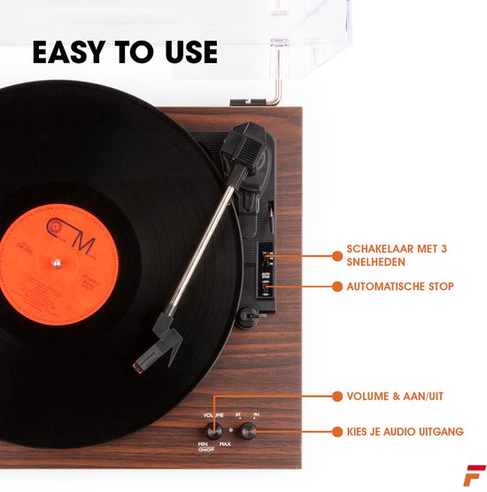 Retro Platenspeler met Bluetooth en Speakers - Fenton RP165C - Incl Retro Platenspeler met Bluetooth en Speakers - Fenton RP165C - Incl