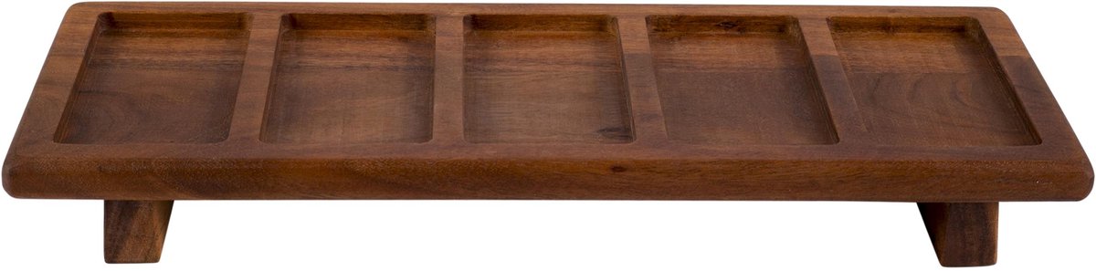 Pure Acacia Wood Serveertray 5 vaks 49x19x6 cm