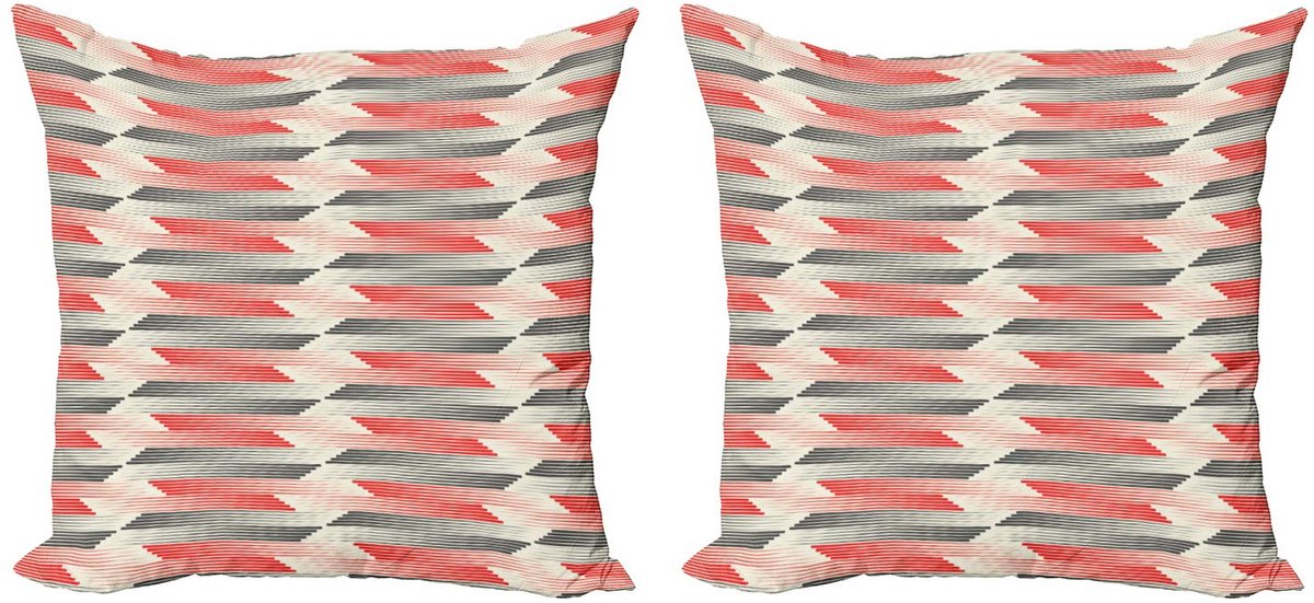 ABAKUHAUS Kussenhoes Set 2x60x60 cm – dubbelzijdig bedrukt, microvezel, multicolor Anthrazit grau