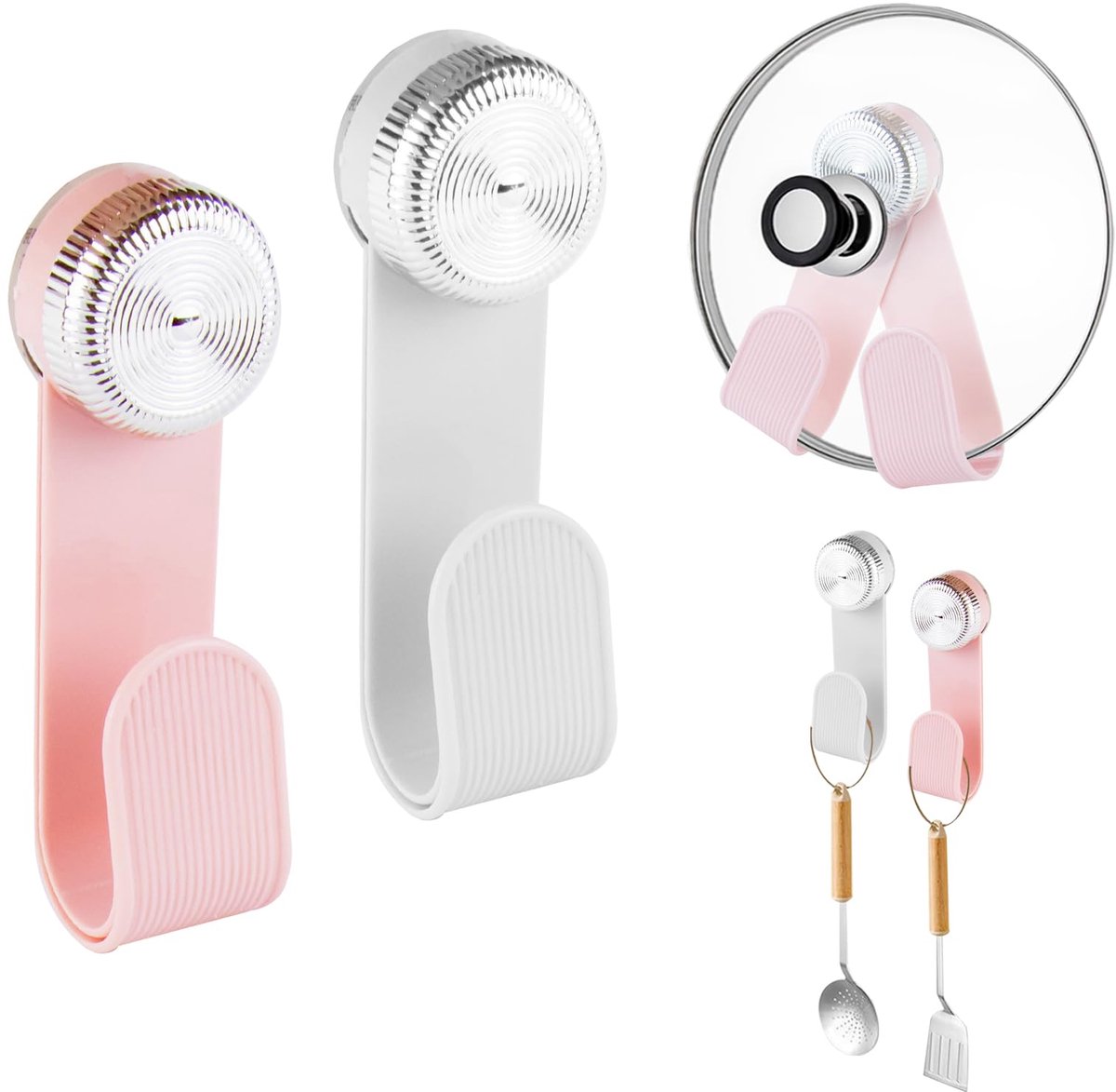 Unyqoos® Adjustable and rotatable wall holder for kitchen lids without drilling