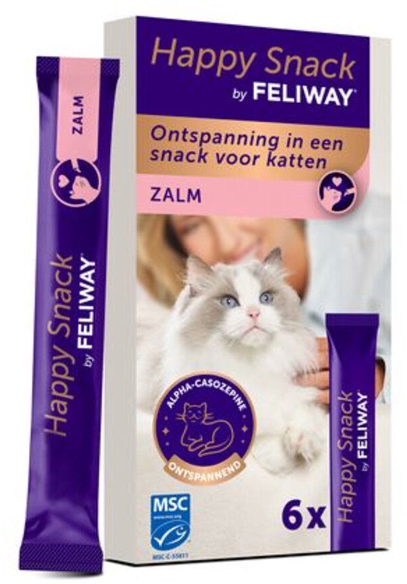 Feliway Kattensnack Happy Snack Zalm - 11 x 6 x 15 gr - Voordeelverpakking