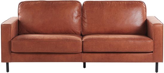 Beliani SAVALEN - Canapé 3 places - Marron - Polyester