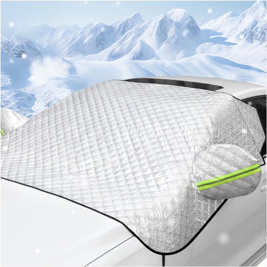 Sneeuwhoes voor voorruit - 235x150 - Voorruitbeschermer - Met zijspiegelhoes - Universele weerbestendige winteraccessoire voor buiten - Sneeuwbestendig, ijsbestendig, zonbestendig, vorstbestendig - Geschikt voor de meeste voertuigen (zilver)
