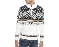 Heren gebreide Noorse trui met opstaande kraag en ritssluiting