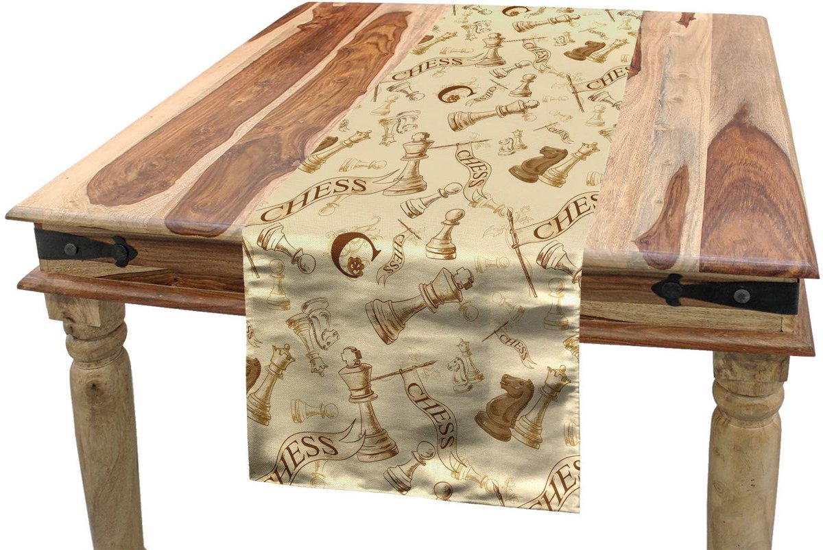 ABAKUHAUS beige tafelloper 40x225 cm – digitaal bedrukt, wasbaar