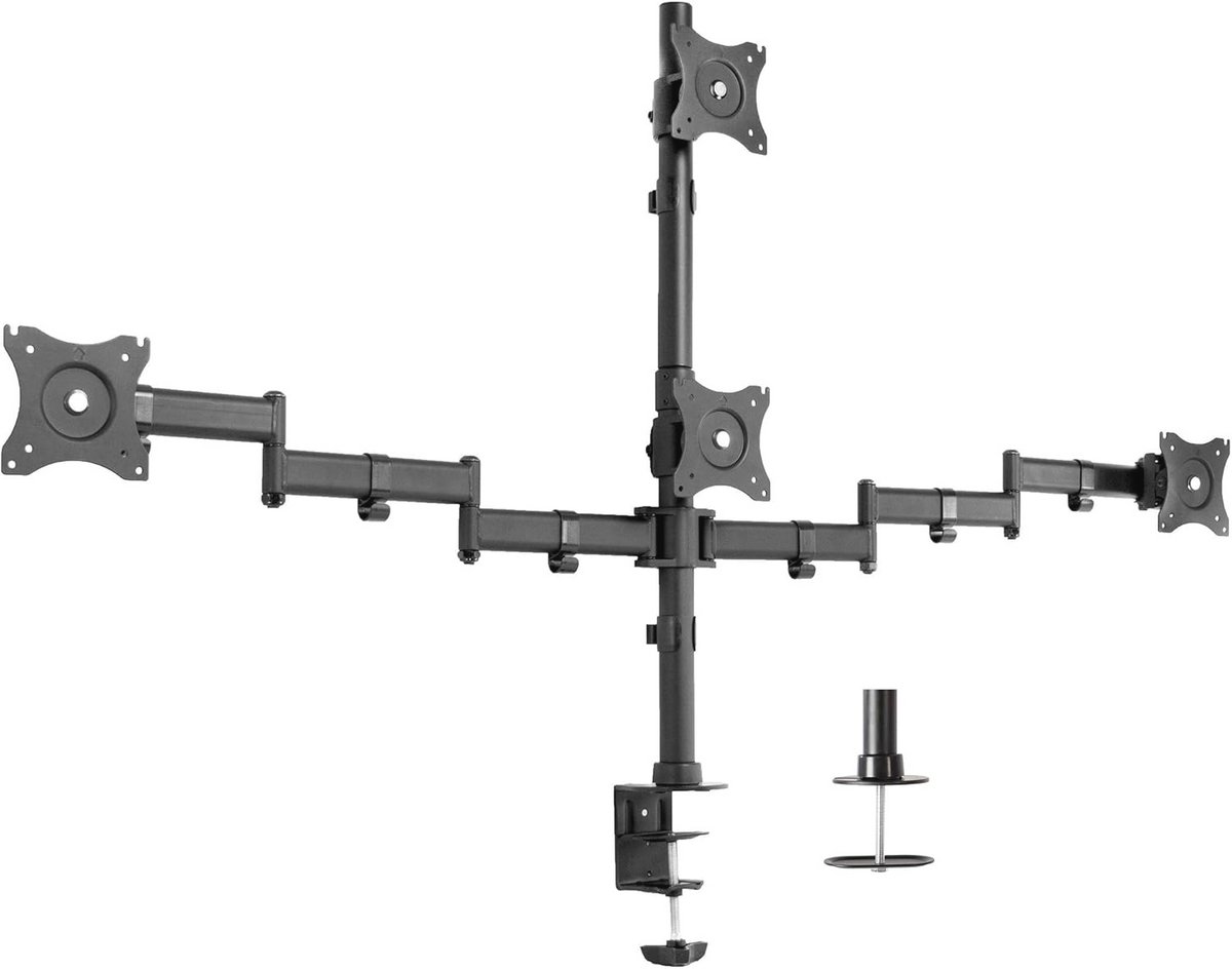 Heavy Duty Bureausteun voor 4 Monitoren tot 27 inch