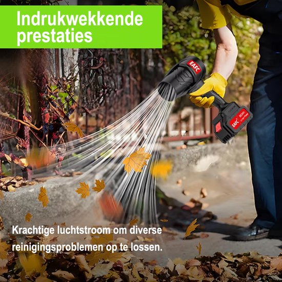 EAFC-Elektrische Blazer - Bladblazer - Handblazer - Draadloze Luchtblazer - Auto Droger - Turbo Ventilator - Stofblazer - 350W - Borstelloze Motor - 1x Accu - Oplader - Lichtgewicht - Krachtig - Draadloos van Merkloos	 — afbeelding 4