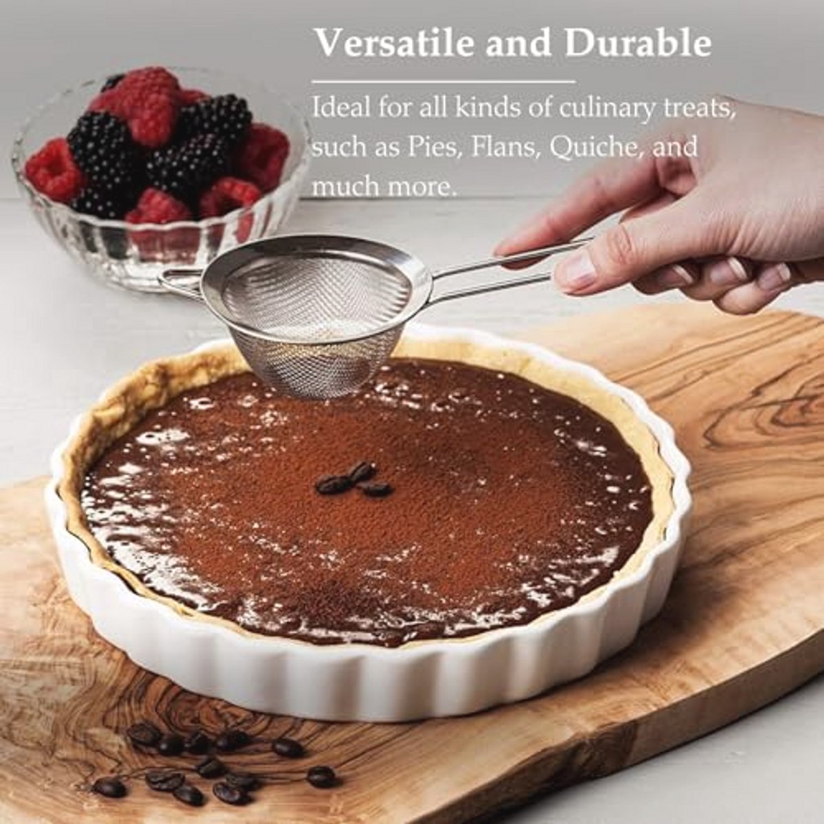 Traditionele porseleinen ronde flan schotel 22cm – Wit