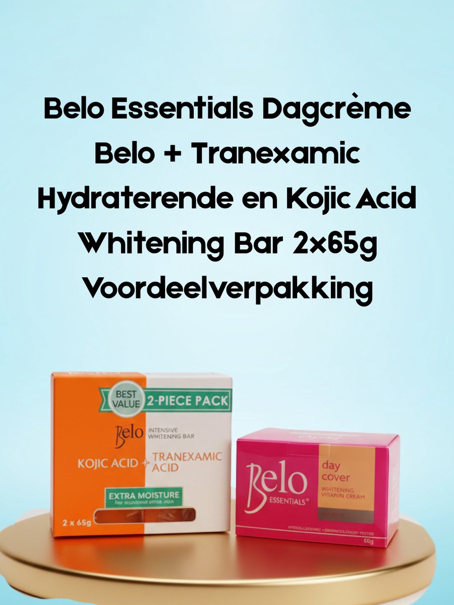Belo Essentials Day Cover Whitening Bar en Kojic Acid Belo + Tranexamic 2x65g Voordeelpakket