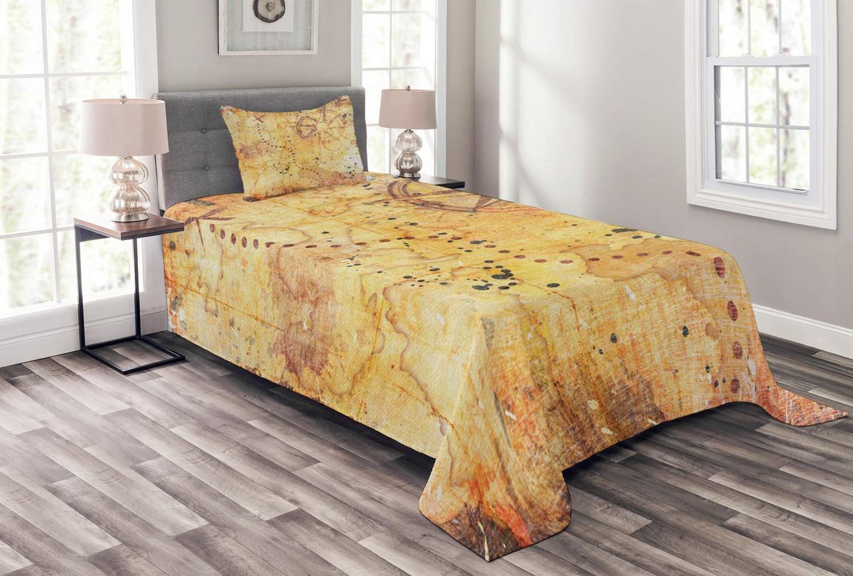 ABAKUHAUS Sprei-Set Beige – Grunge Roestige Kaart – 170×220 cm