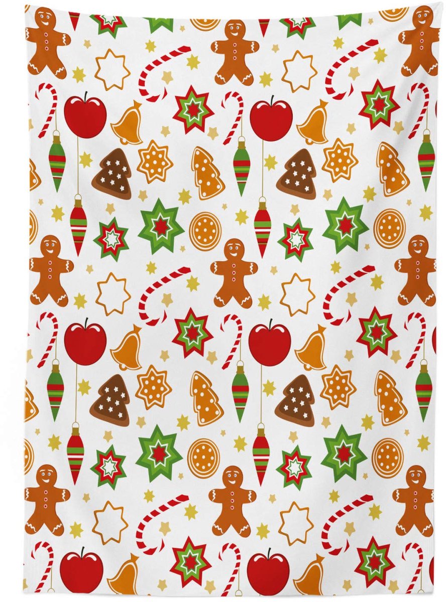 ABAKUHAUS – Peperkoekmannetje tafelkleed – Rechthoekig 140 x 240 cm – Rood-wit, vlekbestendig
