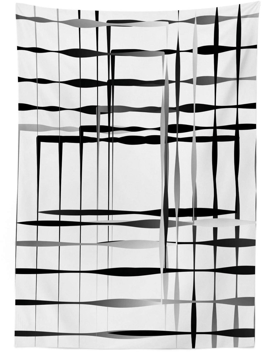 Abakuhaus tafelkleed 140x170 cm – wit-zwart, geometrisch, satijn