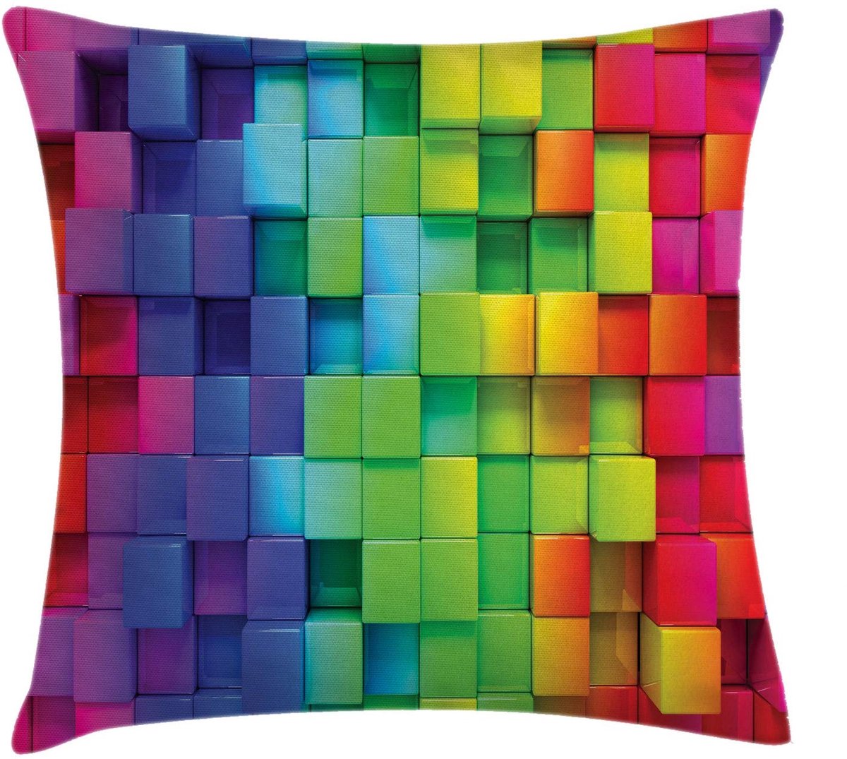 ABAKUHAUS Geometrische kussenhoes – 60x60 cm – regenboogkleuren, wasbaar, dubbelzijdig bedrukt Meerkleurig