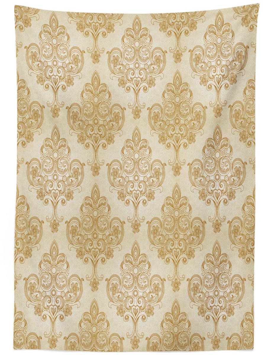 ABAKUHAUS Tafelkleed tc_33351 140x170 – Barokke satijnmix, Crème Bruin