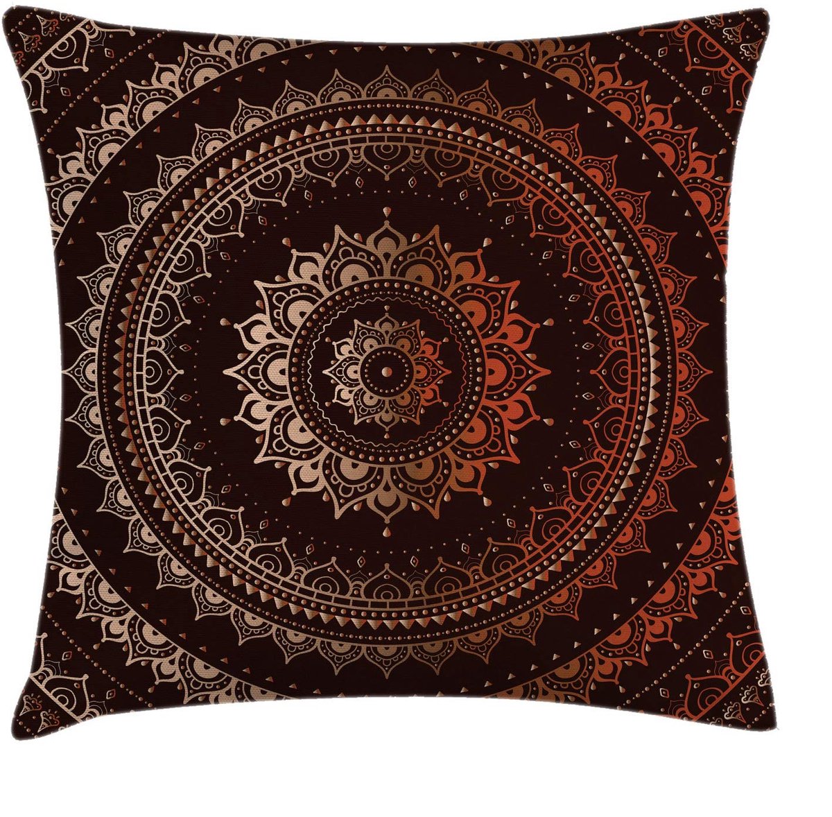 ABAKUHAUS Mandala Kussenhoes – 50x50 cm – Kastanjebruin – Dubbelzijdig bedrukt met rits Kastanienbraun
