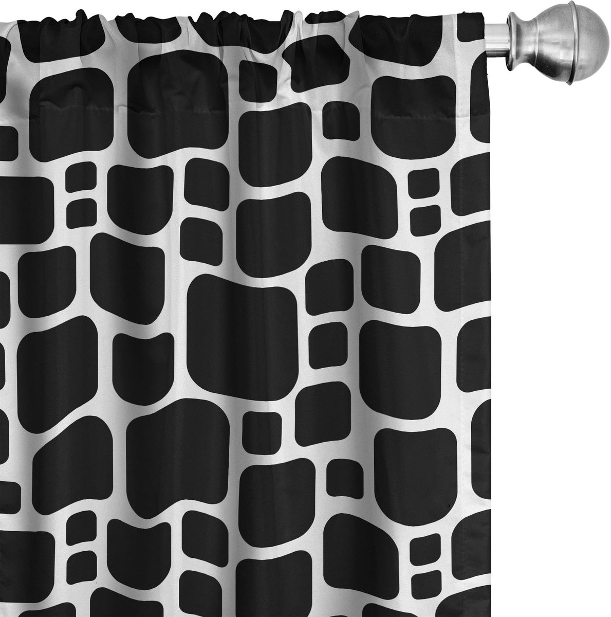 ABAKUHAUS Geometrische Squircles – 2x Voorhangen 75×245 cm – Antraciet/Wit Charcoal Grau