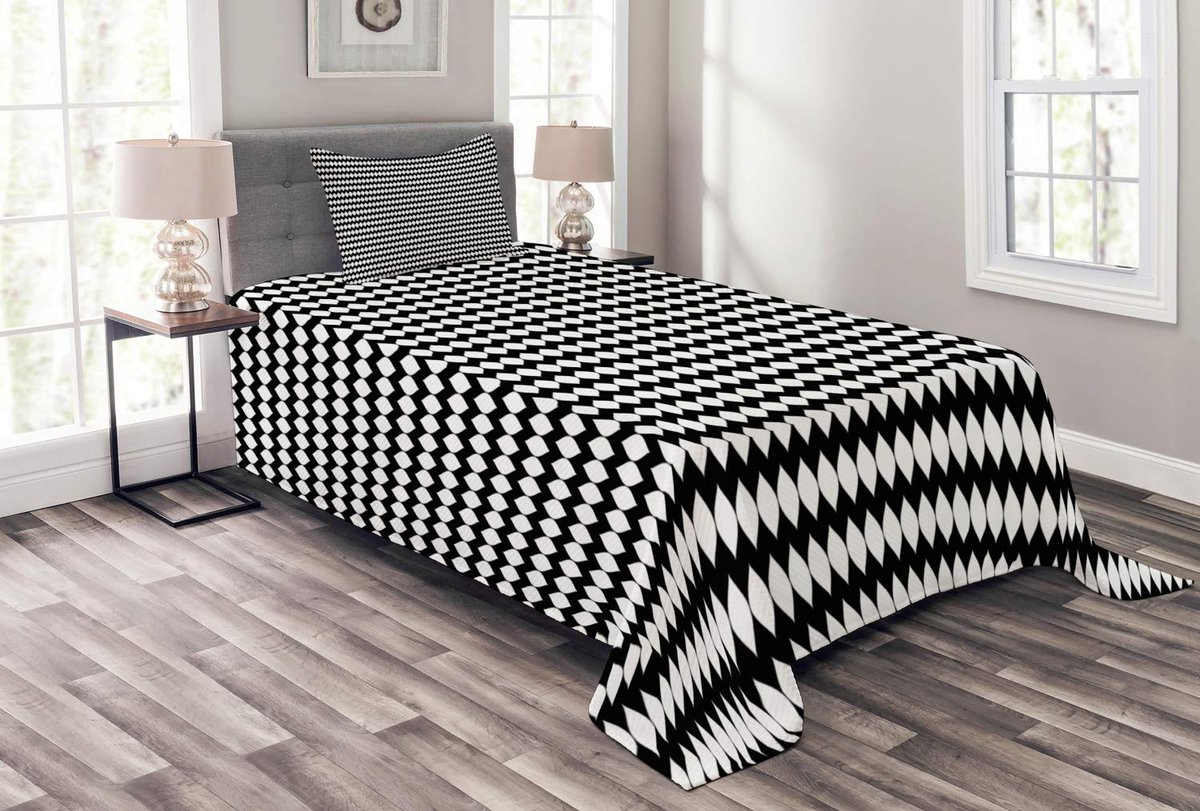 ABAKUHAUS Nerveuze Sprei Set – Antraciet & Wit – 170x220 cm