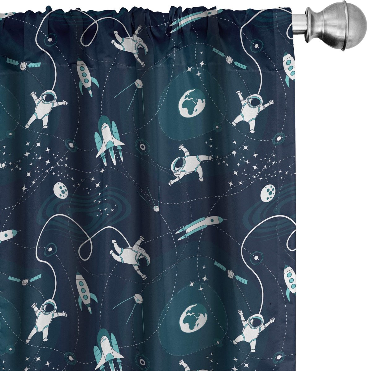 ABAKUHAUS Orbit – Gordijnen 2x75x245 cm – Microvezel – Donker teal Dunkel Teal Donkerblauw