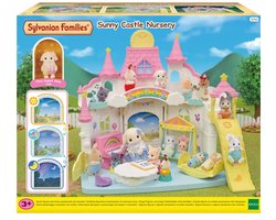 Sylvanian Families 5743 Zonnig Kinderopvang Kasteel- inclusief 1 fluweelzachte bloemen hangoor konijn baby