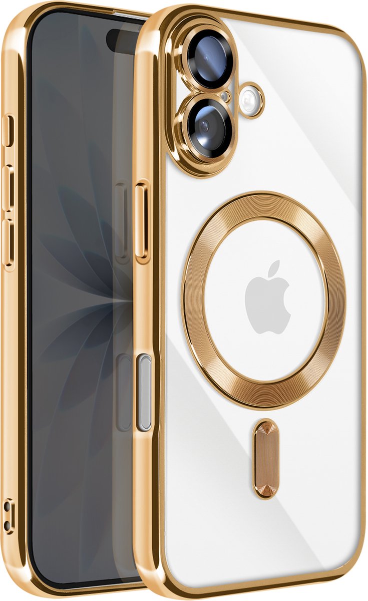 Avizar MagSafe Compatibele Hoes Geschikt voor Apple iPhone 17 met Chromen Rand, Goud