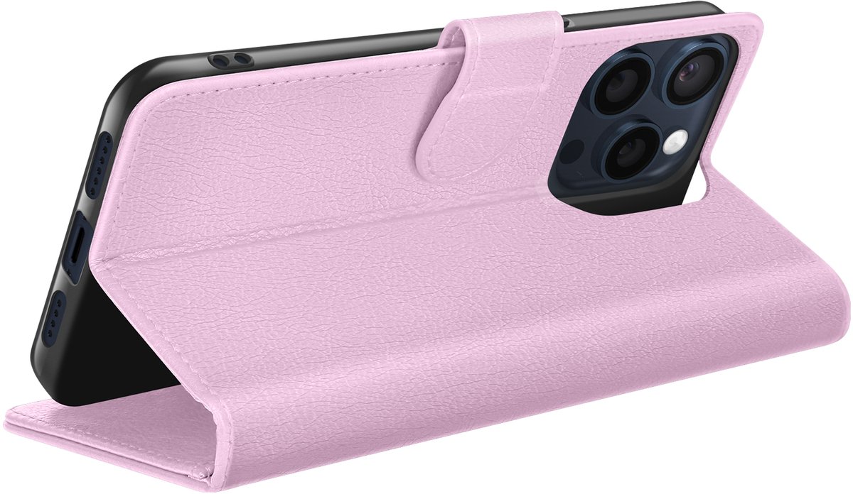 Zanae, Hoesje geschikt voor iPhone 15 Pro Max - Wallet Case & Magneetsluiting, Roze