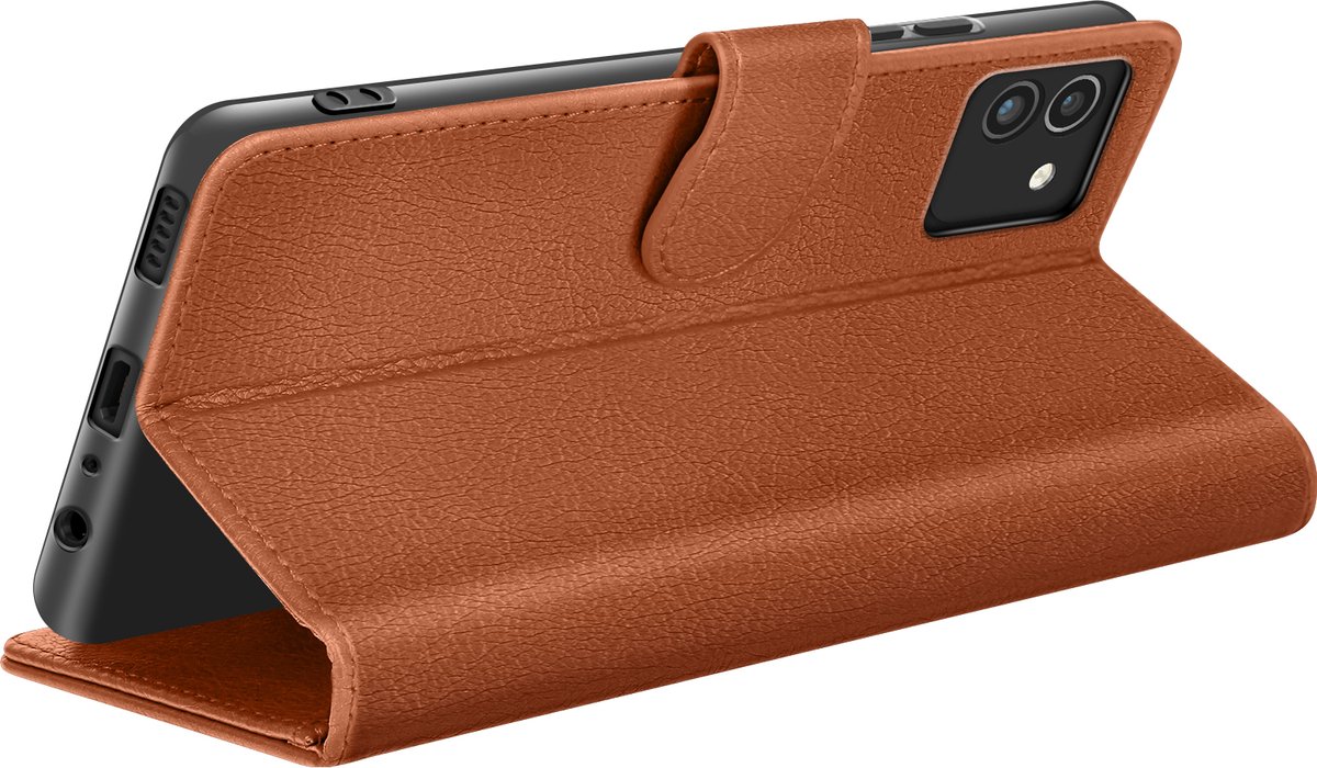 Zanae, Portemonnee Hoesje Geschikt voor Samsung Galaxy A03 met Standaardfunctie en Magnetische Sluiting, Bruin