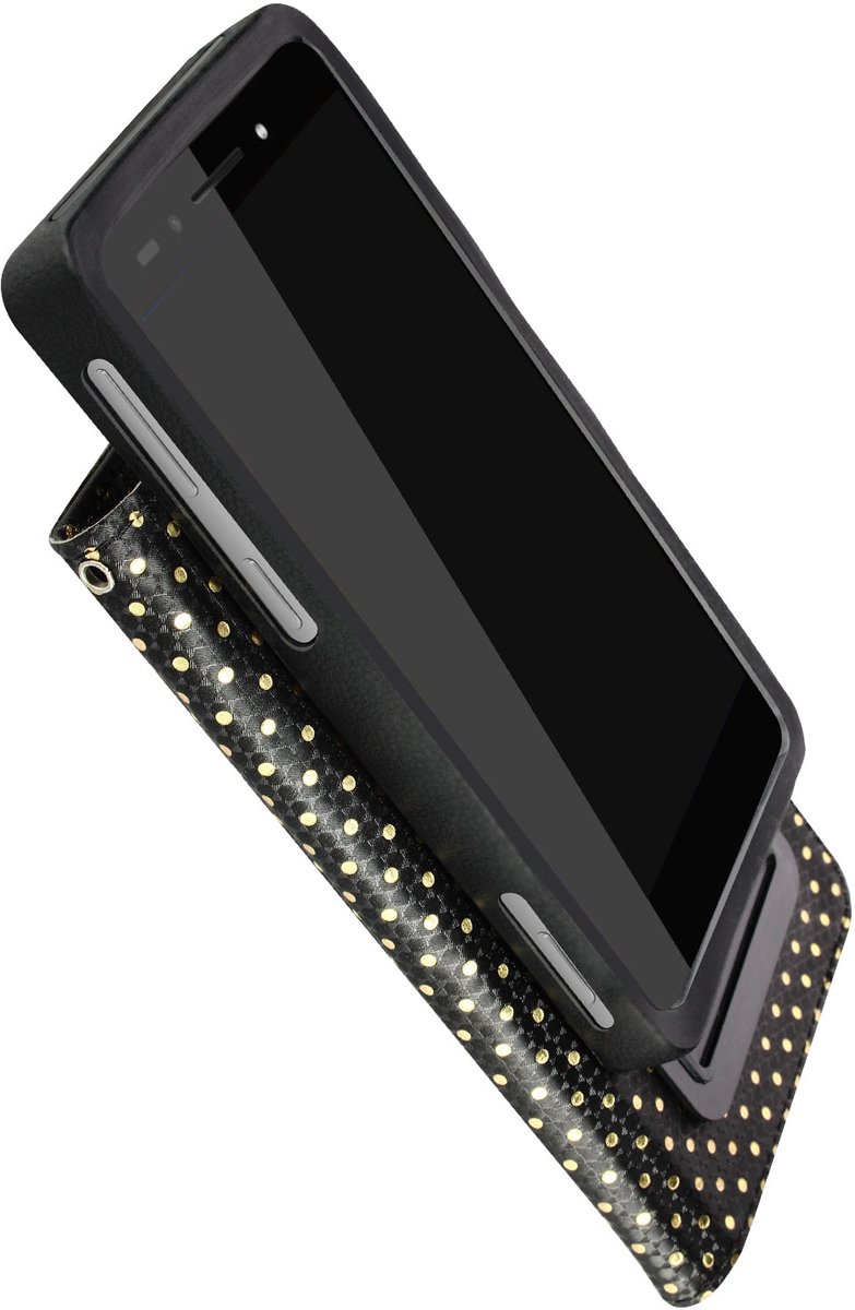 Avizar Smartphone Dots Hoesje 3,8 tot 4,3'' Flap Portemonnee Ondersteuning, Zwart