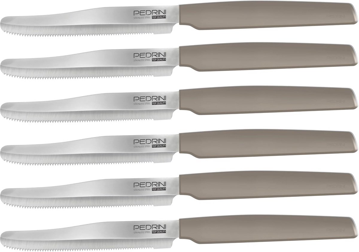 Set van 6 tafelmessen in taupe