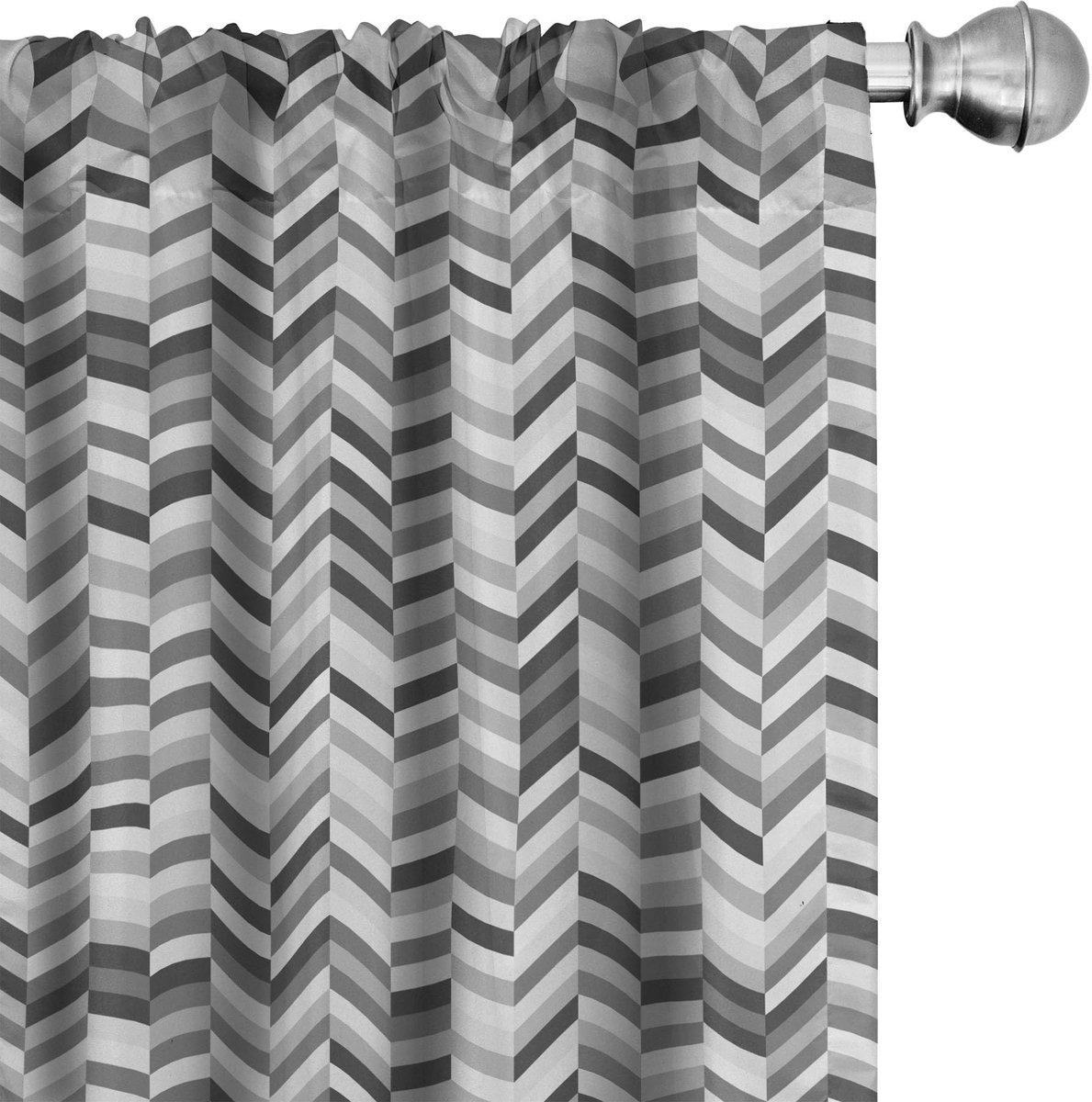 ABAKUHAUS Donkergrijze gordijnen met chevron-patroon – 2x75x245 cm – halfdonkerend Dunkelgrau Perle
