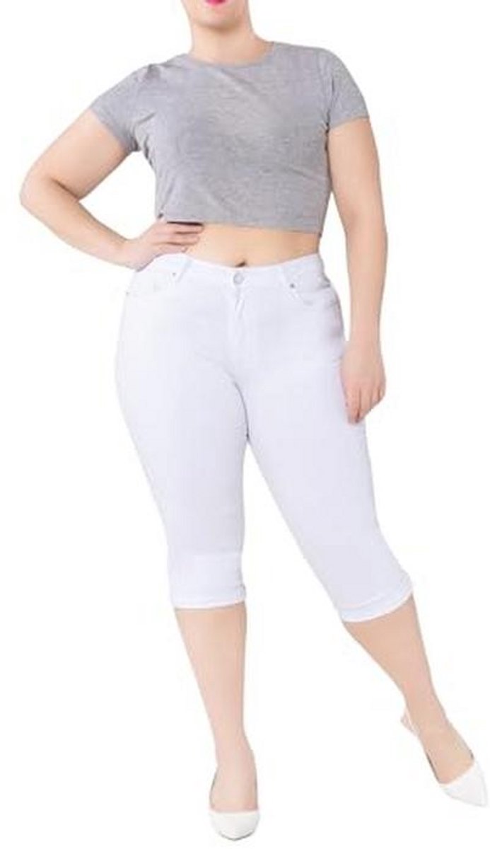 Dames Capri Jeans Hoogwaardig Taille Plus Size 3/4 Capri Stretch Slim Fit Broek