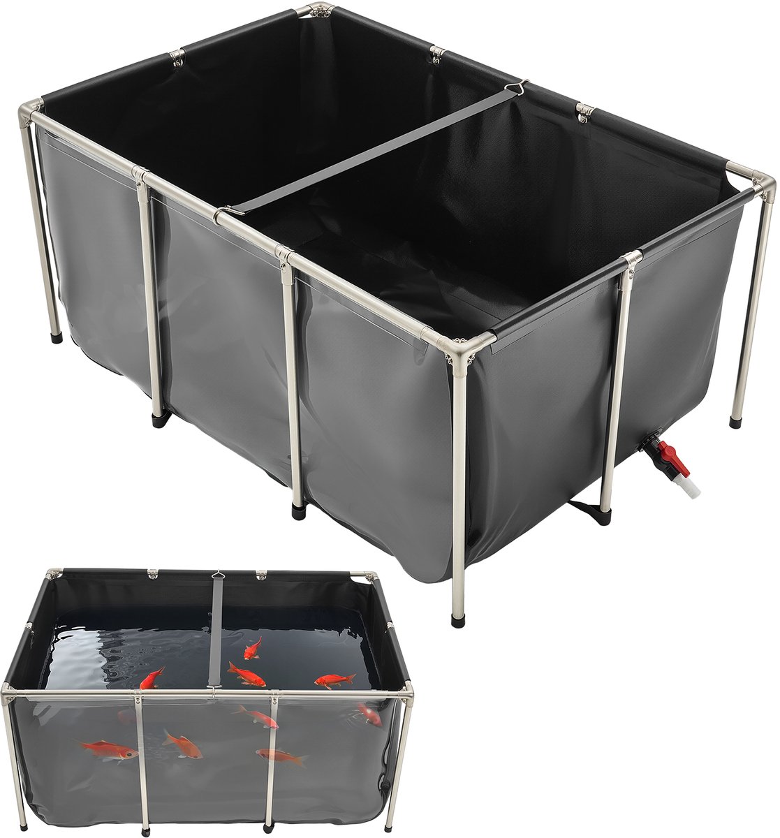 VEVOR Fish Pond Canvas Koi Aquarium 1023.3L met Transparant Kijkvenster