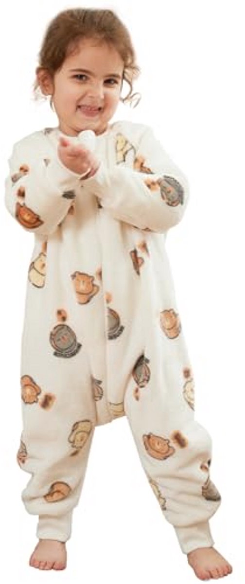 Slaapzak voor baby's en kinderen met voeten | Winter flanel overall pyjama 0-6 jaar | Lange mouwen | Cartoon print