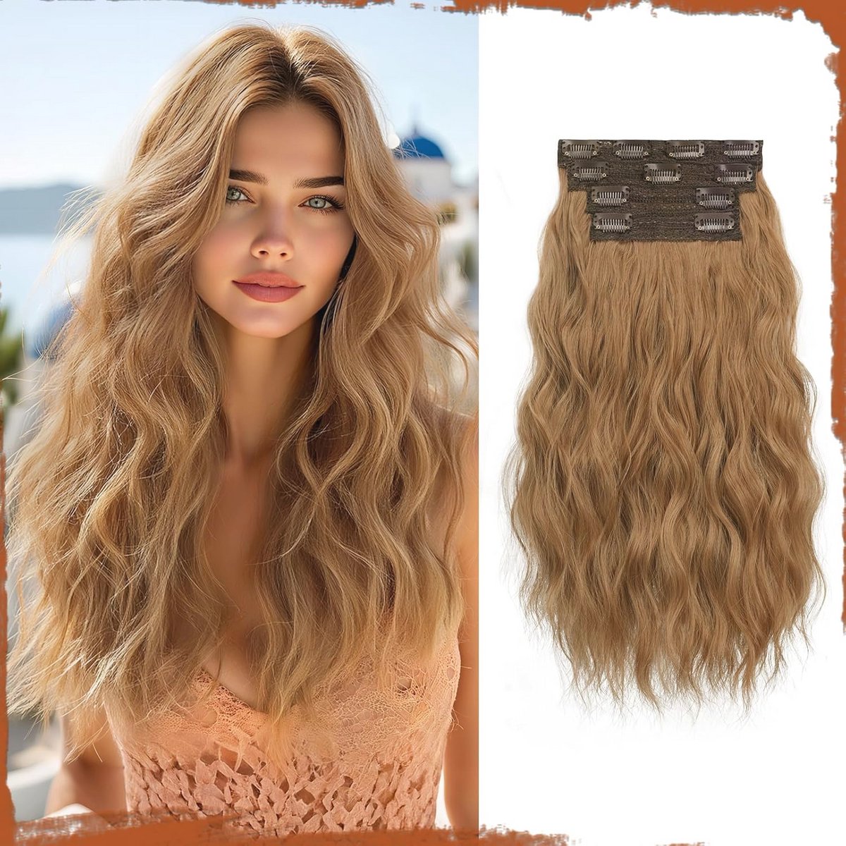 Klippin Haarextensions 40 cm Krullend Synthetisch voor Dikker Haar - 4-delig