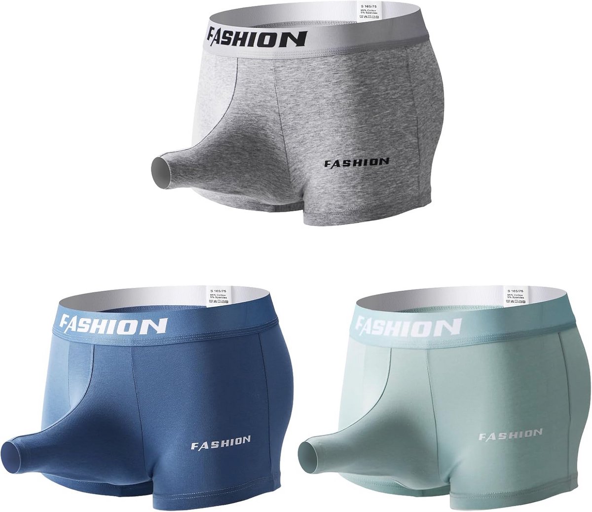 Set van 3 ademende boxershorts voor heren - Zachte katoenen onderbroeken met open gat en aparte zak