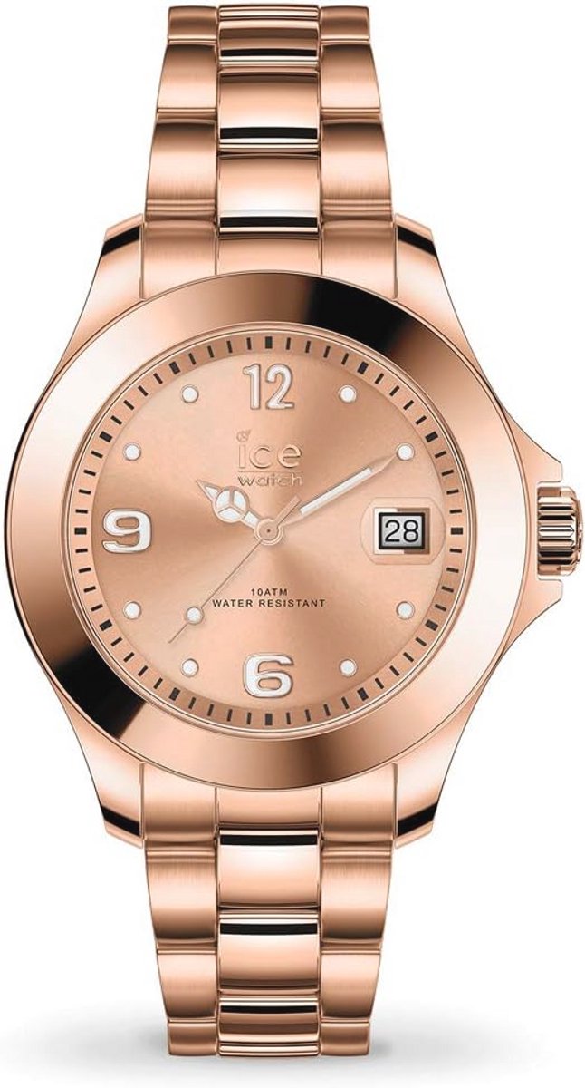 Elegante Roze Gouden Dameshorloge met Metalen Band