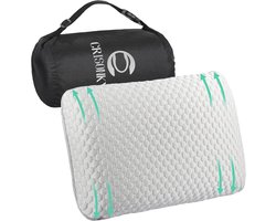 Reis- en campingkussen - Samendrukbaar traagschuim kussen met draagtas, ideaal voor backpacken en vliegtuigreizen