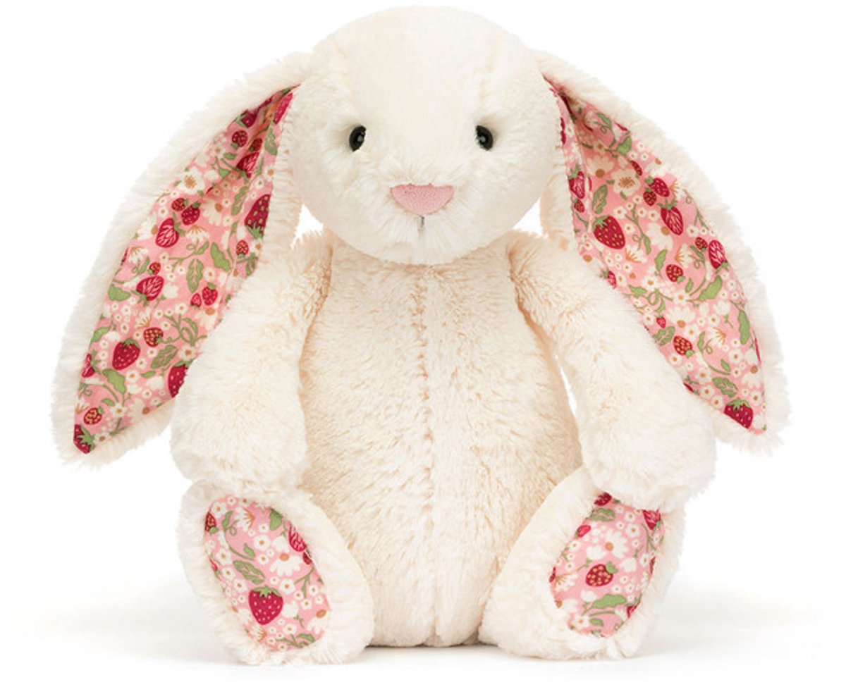 Jellycat Knuffels - Blossom Cream Bunny Berry - Konijn - 31 cm - Met extra dikke luxueuze vacht - Knuffel voor alle leeftijden
